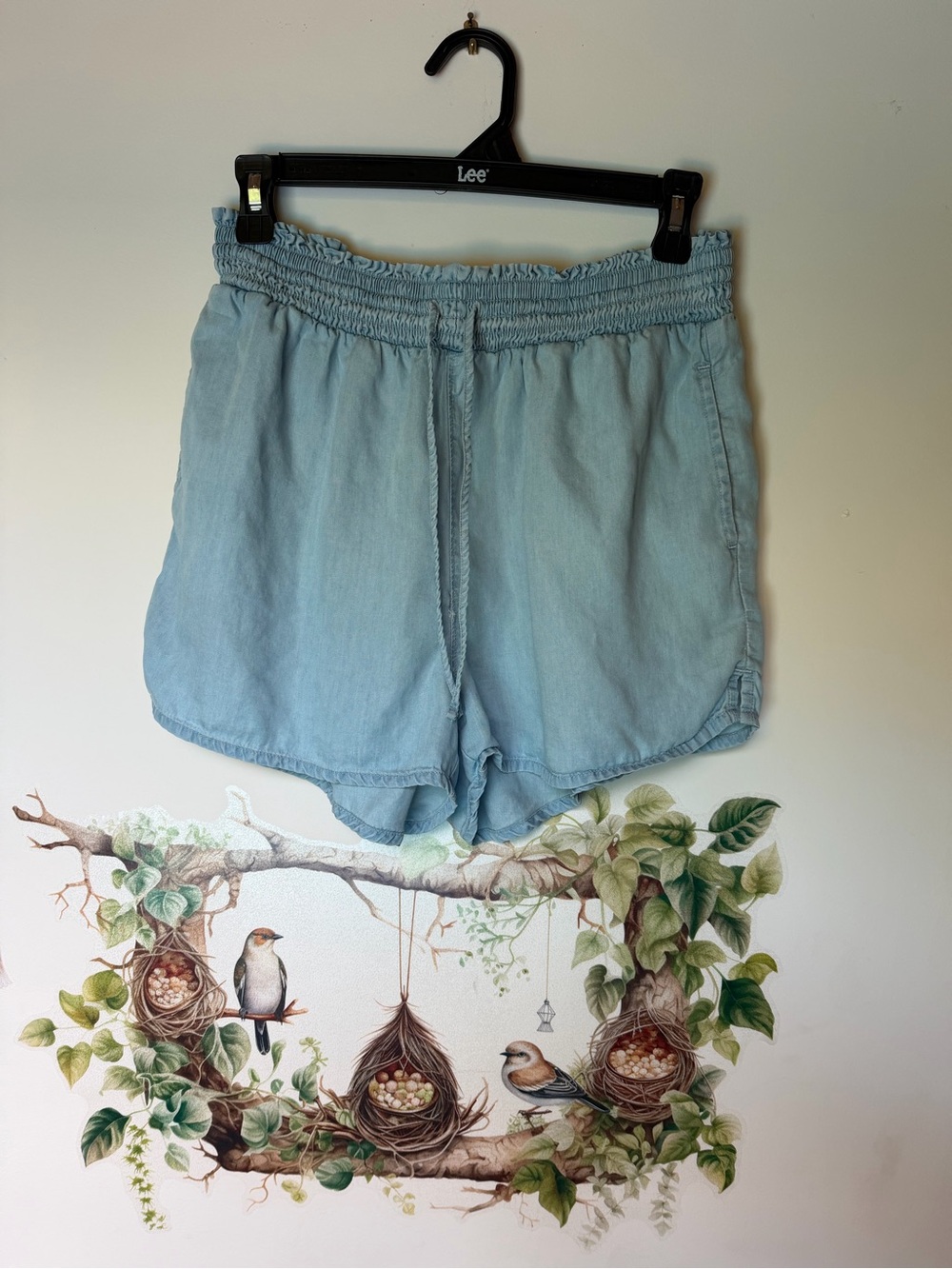 SO Light Blue High-Waist Smocked Drawstring Shorts